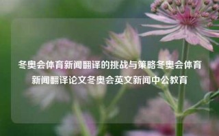 冬奥会体育新闻翻译的挑战与策略冬奥会体育新闻翻译论文冬奥会英文新闻中公教育