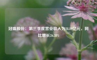 冠盛股份：第三季度营业收入为28.89亿元，同比增长26.38%