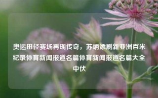 奥运田径赛场再现传奇，苏炳添刷新亚洲百米纪录体育新闻报道名篇体育新闻报道名篇大全中伏