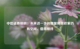 中信证券明明：未来进一步的增量财政政策仍有空间，值得期待