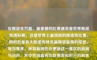 在斯诺克方面，最重要的比赛通常是世界斯诺克锦标赛，这是世界上最顶级的斯诺克比赛，同时也是各大斯诺克球员最期望赢得的荣誉。每当赛季，体育新闻也会更新这一赛区的新闻与动向，其中也涵盖有如联赛表和积分的具体状况等信息。此外，涉及技术信息分析也是不可或缺的一部分，例如球员的出杆速度、走位策略等。体育新闻斯诺克体育新闻斯诺克世锦赛姜萍，斯诺克世锦赛，顶级赛事与实时新闻报道的焦点，斯诺克世锦赛，顶级赛事与实时新闻报道的焦点