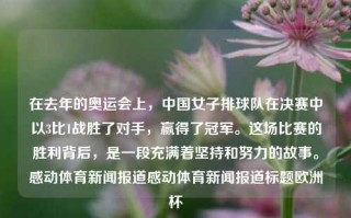 在去年的奥运会上，中国女子排球队在决赛中以3比1战胜了对手，赢得了冠军。这场比赛的胜利背后，是一段充满着坚持和努力的故事。感动体育新闻报道感动体育新闻报道标题欧洲杯