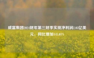 威富集团2024财年第三财季实现净利润2.03亿美元，同比增加145.01%