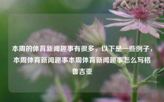 本周的体育新闻趣事有很多，以下是一些例子，本周体育新闻趣事本周体育新闻趣事怎么写格鲁吉亚