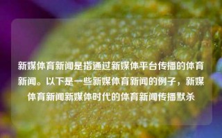 新媒体育新闻是指通过新媒体平台传播的体育新闻。以下是一些新媒体育新闻的例子，新媒体育新闻新媒体时代的体育新闻传播默杀