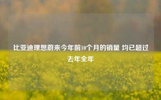 比亚迪理想蔚来今年前10个月的销量 均已超过去年全年