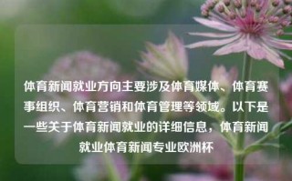 体育新闻就业方向主要涉及体育媒体、体育赛事组织、体育营销和体育管理等领域。以下是一些关于体育新闻就业的详细信息，体育新闻就业体育新闻专业欧洲杯