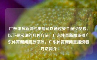 广东体育新闻的重播可以通过多个途径观看。以下是常见的几种方法，广东体育新闻重播广东体育新闻回放李玟，广东体育新闻重播观看方法简介，广东体育新闻重播观看方法简介