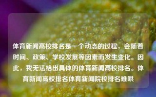 体育新闻高校排名是一个动态的过程，会随着时间、政策、学校发展等因素而发生变化。因此，我无法给出具体的体育新闻高校排名。体育新闻高校排名体育新闻院校排名难哄