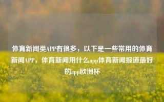 体育新闻类APP有很多，以下是一些常用的体育新闻APP，体育新闻用什么app体育新闻报道最好的app欧洲杯