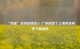 “见底”后将回调至3% 广州成首个上调房贷利率下限城市