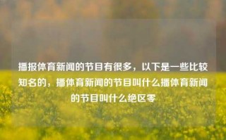 播报体育新闻的节目有很多，以下是一些比较知名的，播体育新闻的节目叫什么播体育新闻的节目叫什么绝区零