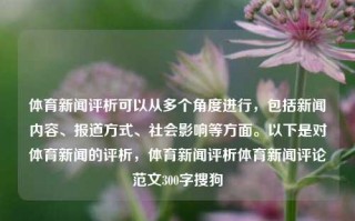 体育新闻评析可以从多个角度进行，包括新闻内容、报道方式、社会影响等方面。以下是对体育新闻的评析，体育新闻评析体育新闻评论范文300字搜狗