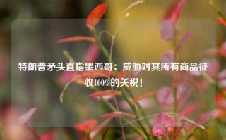 特朗普矛头直指墨西哥：威胁对其所有商品征收100%的关税！