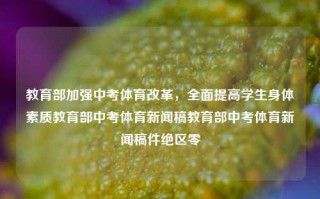 教育部加强中考体育改革，全面提高学生身体素质教育部中考体育新闻稿教育部中考体育新闻稿件绝区零