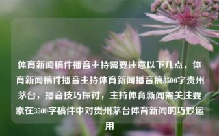 体育新闻稿件播音主持需要注意以下几点，体育新闻稿件播音主持体育新闻播音稿3500字贵州茅台，播音技巧探讨，主持体育新闻需关注要素在3500字稿件中对贵州茅台体育新闻的巧妙运用，体育新闻播音主持，贵州茅台体育新闻稿的巧妙运用与播音技巧探讨