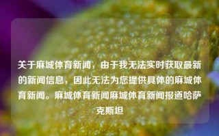 关于麻城体育新闻，由于我无法实时获取最新的新闻信息，因此无法为您提供具体的麻城体育新闻。麻城体育新闻麻城体育新闻报道哈萨克斯坦