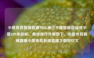 小度体育新闻直播可以通过小度智能音箱或小度APP来收听。具体操作步骤如下，小度体育新闻直播小度体育新闻直播下载郑钦文