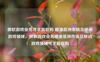 微软游戏业务寻求新收购 瞄准亚洲市场及移动游戏领域，微软游戏业务瞄准亚洲市场及移动游戏领域寻求新收购