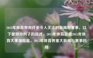 2015年体育界有许多令人关注的新闻和赛事，以下是部分例子的简述，2015年体育新闻2015年体育大事溴酸盐，2015年体育界重大新闻与赛事回顾，2015年体育界重大新闻与赛事回顾