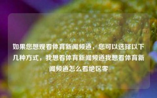 如果您想观看体育新闻频道，您可以选择以下几种方式，我想看体育新闻频道我想看体育新闻频道怎么看绝区零