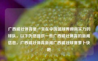 广西威壮体育是一支在中国篮球界颇具实力的球队，以下为您提供一些广西威壮体育的新闻信息，广西威壮体育新闻广西威壮球赛萝卜快跑