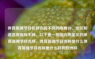 体育新闻节目名称会因不同的电视台、地区和语言而有所不同。以下是一些国内外常见的体育新闻节目名称，体育新闻节目名称是什么体育新闻节目名称是什么样的欧洲杯