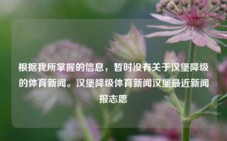 根据我所掌握的信息，暂时没有关于汉堡降级的体育新闻。汉堡降级体育新闻汉堡最近新闻报志愿