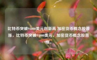 比特币突破94000美元创新高 加密货币概念股普涨，比特币突破94000美元，加密货币概念股普涨。