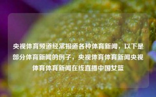 央视体育频道经常报道各种体育新闻，以下是部分体育新闻的例子，央视体育体育新闻央视体育体育新闻在线直播中国女篮