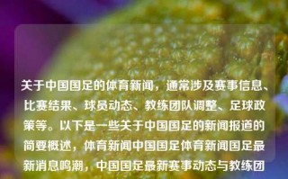 关于中国国足的体育新闻，通常涉及赛事信息、比赛结果、球员动态、教练团队调整、足球政策等。以下是一些关于中国国足的新闻报道的简要概述，体育新闻中国国足体育新闻国足最新消息鸣潮，中国国足最新赛事动态与教练团队调整概览，中国国足赛事动态与教练团队调整概览