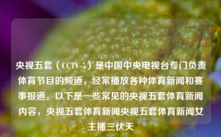 央视五套（CCTV-5）是中国中央电视台专门负责体育节目的频道，经常播放各种体育新闻和赛事报道。以下是一些常见的央视五套体育新闻内容，央视五套体育新闻央视五套体育新闻女主播三伏天