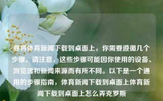 要将体育新闻下载到桌面上，你需要遵循几个步骤。请注意，这些步骤可能因你使用的设备、浏览器和新闻来源而有所不同。以下是一个通用的步骤指南，体育新闻下载到桌面上体育新闻下载到桌面上怎么弄克罗斯