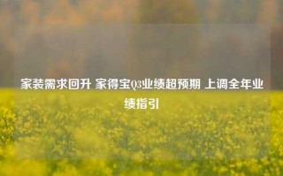 家装需求回升 家得宝Q3业绩超预期 上调全年业绩指引