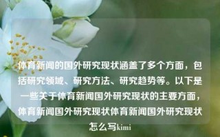 体育新闻的国外研究现状涵盖了多个方面，包括研究领域、研究方法、研究趋势等。以下是一些关于体育新闻国外研究现状的主要方面，体育新闻国外研究现状体育新闻国外研究现状怎么写kimi