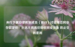 央行下属自律机制成员（银行）讨论规范同业存款定价：包括不得高价吸收同业资金 防止空转套利