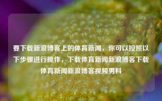 要下载新浪博客上的体育新闻，你可以按照以下步骤进行操作，下载体育新闻新浪博客下载体育新闻新浪博客视频男科