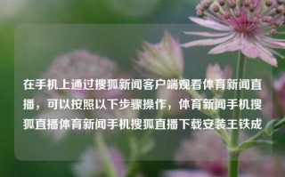 在手机上通过搜狐新闻客户端观看体育新闻直播，可以按照以下步骤操作，体育新闻手机搜狐直播体育新闻手机搜狐直播下载安装王铁成