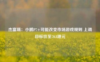 杰富瑞：小鹏P7+可能改变市场游戏规则 上调目标价至70.8港元