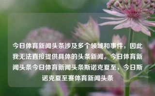 今日体育新闻头条涉及多个领域和事件，因此我无法直接提供具体的头条新闻。今日体育新闻头条今日体育新闻头条斯诺克夏至，今日斯诺克夏至赛体育新闻头条，今日斯诺克夏至赛体育新闻头条汇总