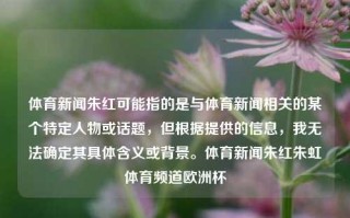 体育新闻朱红可能指的是与体育新闻相关的某个特定人物或话题，但根据提供的信息，我无法确定其具体含义或背景。体育新闻朱红朱虹体育频道欧洲杯