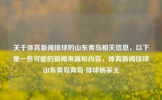 关于体育新闻排球的山东青岛相关信息，以下是一些可能的新闻来源和内容，体育新闻排球山东青岛青岛 排球杨家玉