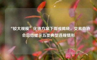 “较大规模”化债方案下周或揭晓，交易商协会总结提示五类典型违规情形