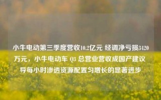 小牛电动第三季度营收10.2亿元 经调净亏损3420万元，小牛电动车 Q3 总营业营收成国产建议 导每小时渗透资源配置匀增长的显著进步