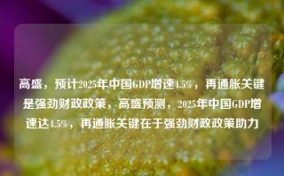 高盛，预计2025年中国GDP增速4.5%，再通胀关键是强劲财政政策，高盛预测，2025年中国GDP增速达4.5%，再通胀关键在于强劲财政政策助力