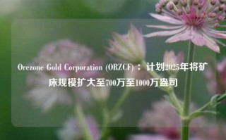 Orezone Gold Corporation (ORZCF) ：计划2025年将矿床规模扩大至700万至1000万盎司