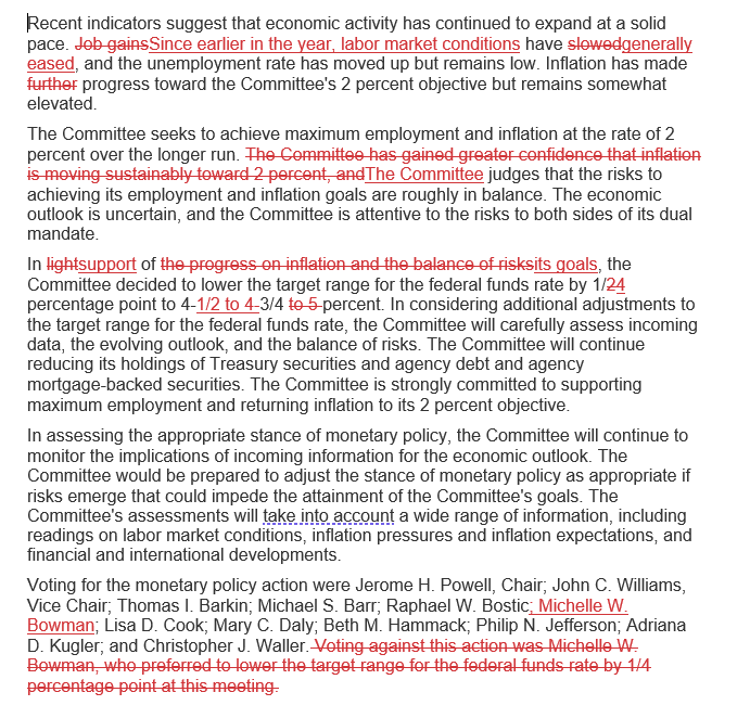 暗示不排除12月暂停？美联储如期降息25基点，但删除对通胀达标更有信心说辞-第1张图片-体育新闻