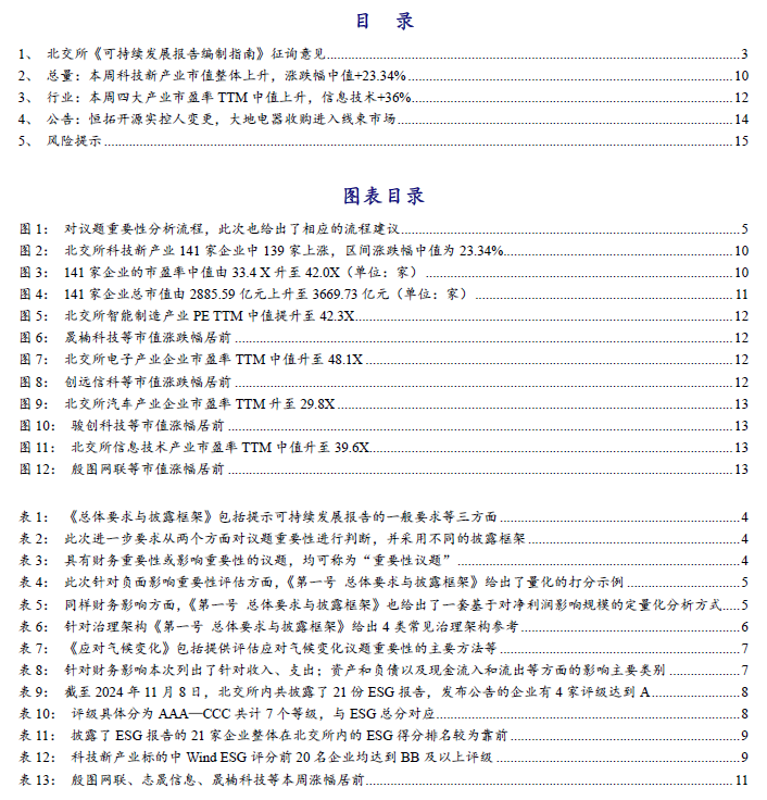 【开源科技新产业】北交所《可持续发展报告编制》征询意见，关注科技新产业ESG投资No.42-第2张图片-体育新闻