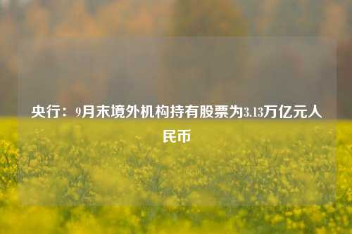 央行：9月末境外机构持有股票为3.13万亿元人民币-第1张图片-体育新闻