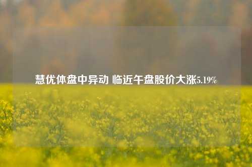 慧优体盘中异动 临近午盘股价大涨5.19%-第1张图片-体育新闻